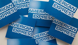 American Express logo blauw met witte letters